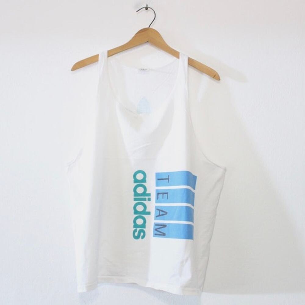 Vintage 80s Adidas Team White Athletic Tank Top Men’s XL